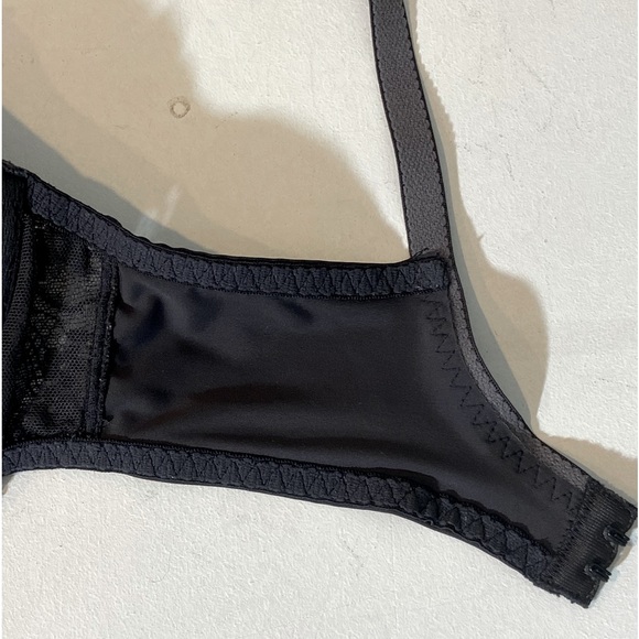 Simone Perele Paris Plunge Bra Black Scalloped Floral Lace Made in France 34B - Picture 11 of 12